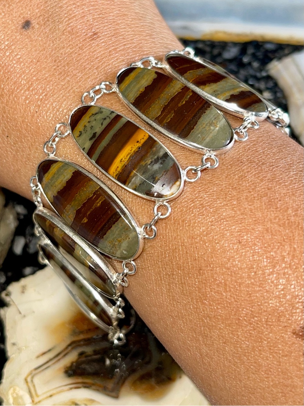 Dark Tiger Iron Eye Crystal Bracelet 6 1/2”- 7 1/2”